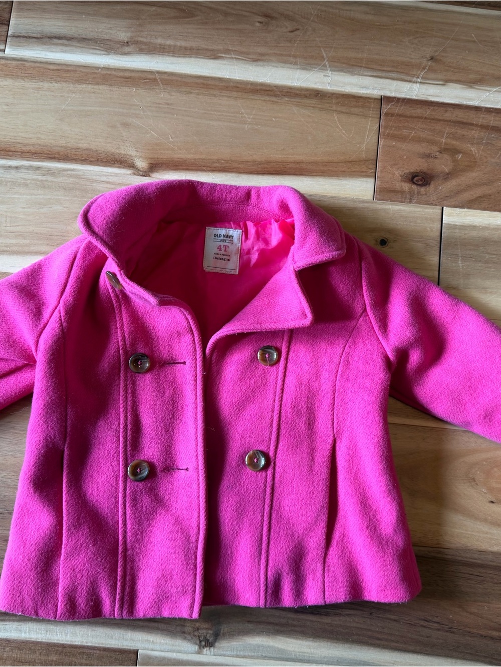 Bundle 2 coats - Old Navy Bright Pink Double-Breasted Toddler Peacoat/ Oshkosh